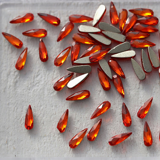 k9 crystal made drop shape flatback rhinestone hyacinth orange