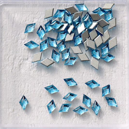 eunails flatback rhinestone rhombus shape aquamairne color