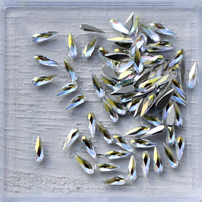 k9 crystal made drop shape rhinestone in crystal gold shimmer color