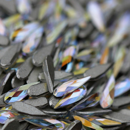 k9 crystal made drop shape rhinestone in crystal gold shimmer color