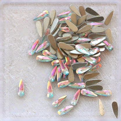 eunails flatback raindrop rhinestone K9 crystal frozen aurora AB color