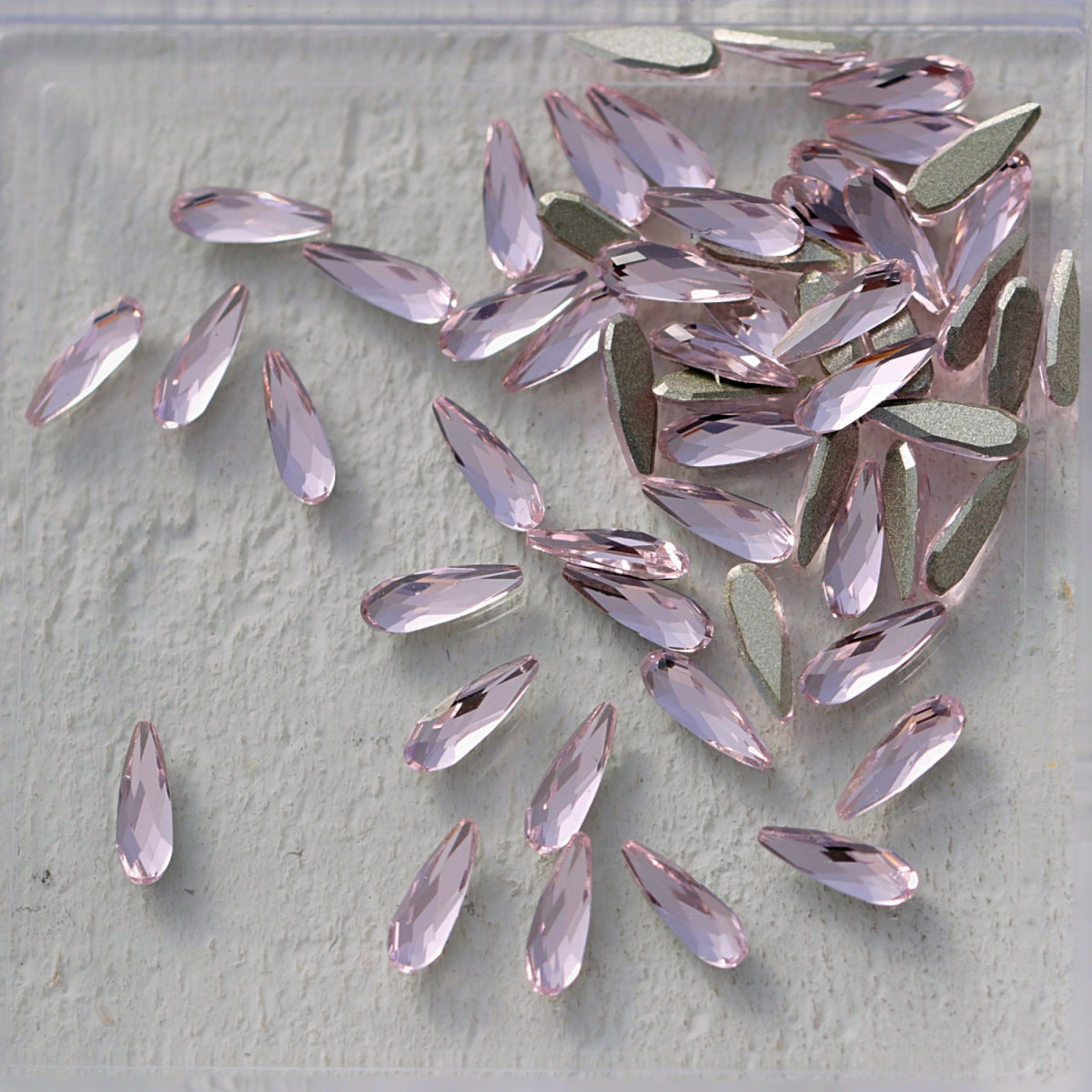 k9 crystal made drop shape flatback rhinestone light rose