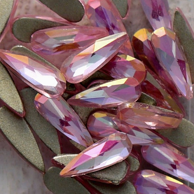 k9 crystal made drop shape flatback rhinestone light rose ab