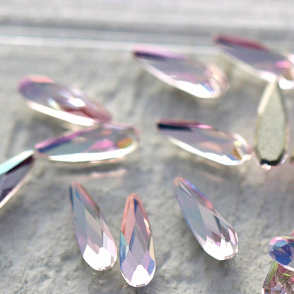 k9 crystal made flatback drop shape rhinestone luminous light rose