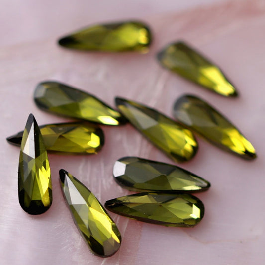 k9 crystal made drop shape flatback rhinestone olivine