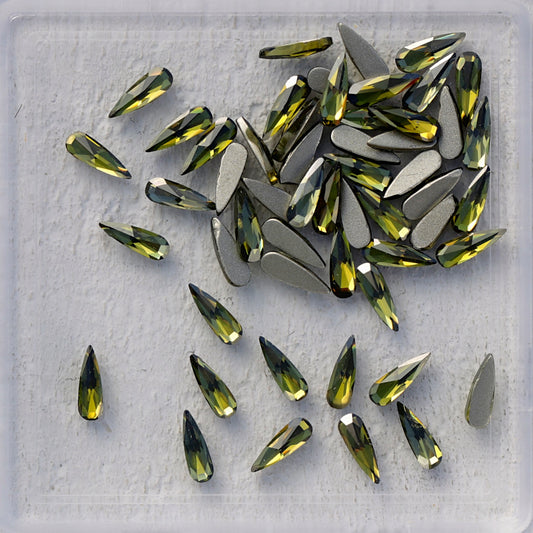 k9 crystal made drop shape flatback rhinestone olivine