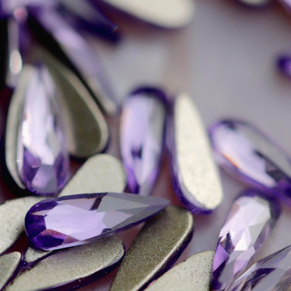 eunails K9 crystal made flatback raindrop shape rhinestone violet shine color