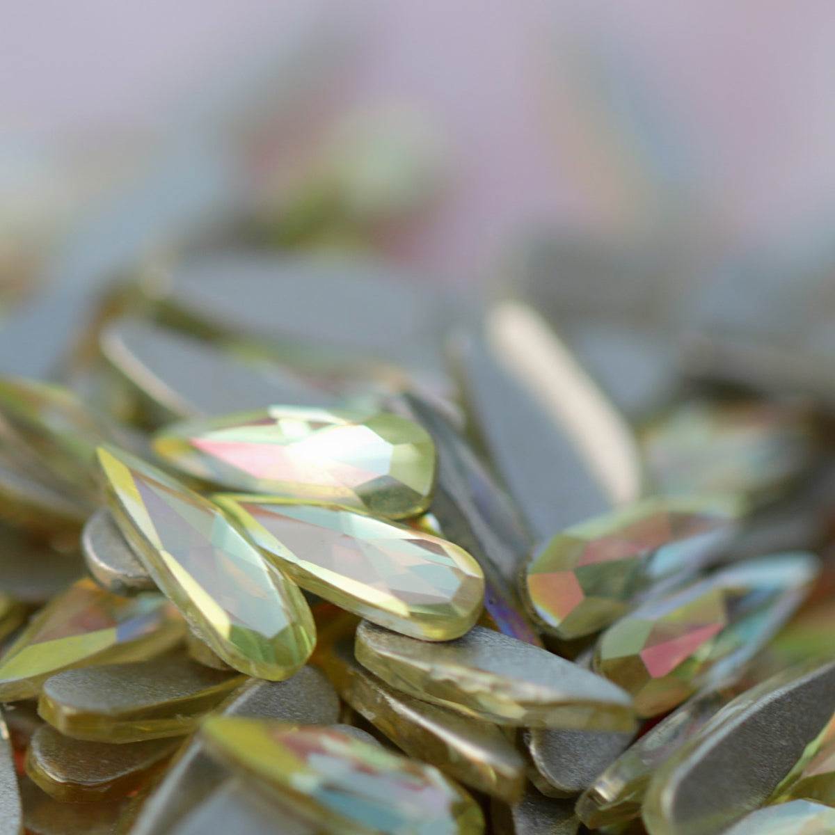 eunails K9 crystal made flatback drop shape rhinestone yellow aurora color