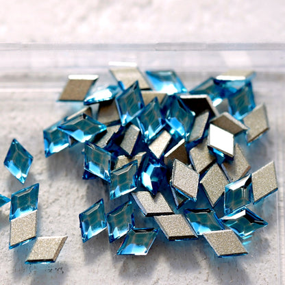 eunails flatback rhinestone rhombus shape aquamairne color