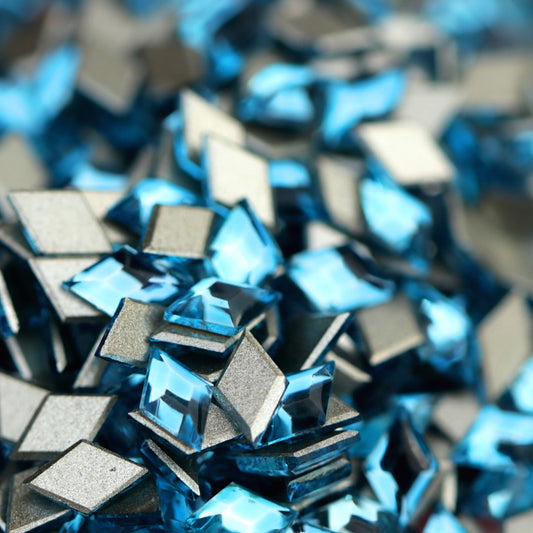 eunails flatback rhinestone rhombus shape aquamairne color