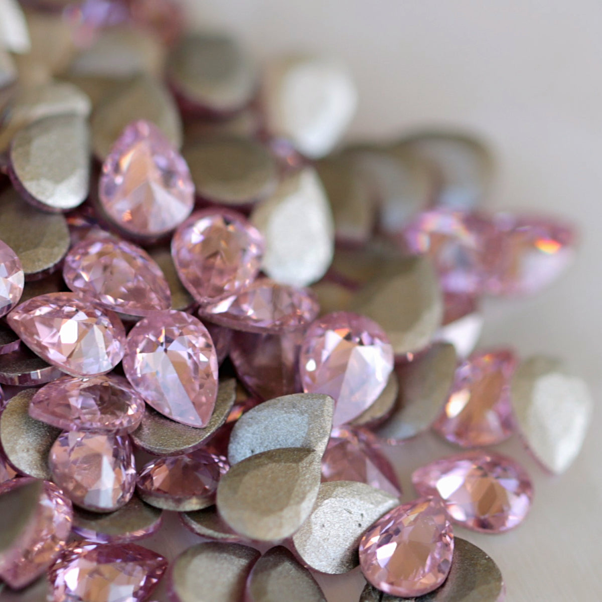 zircon drop shape nail art decoration light rose