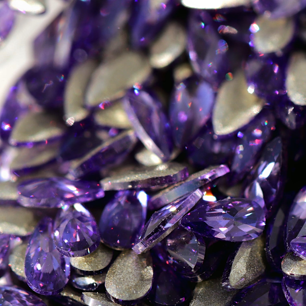 zircon drop shape nail art decoraton purple