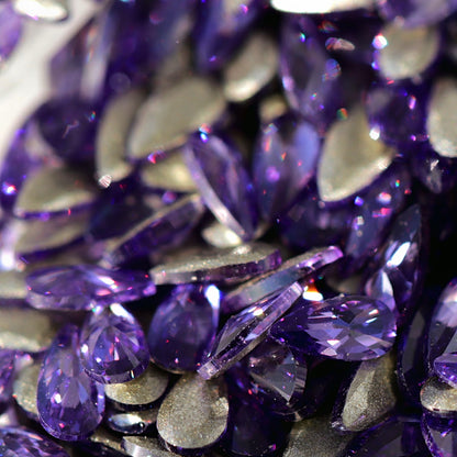 zircon drop shape nail art decoraton purple