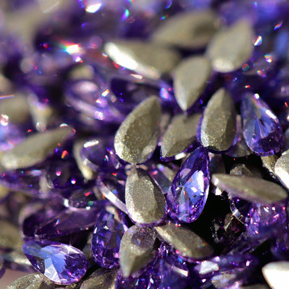 zircon drop shape nail art decoration purple