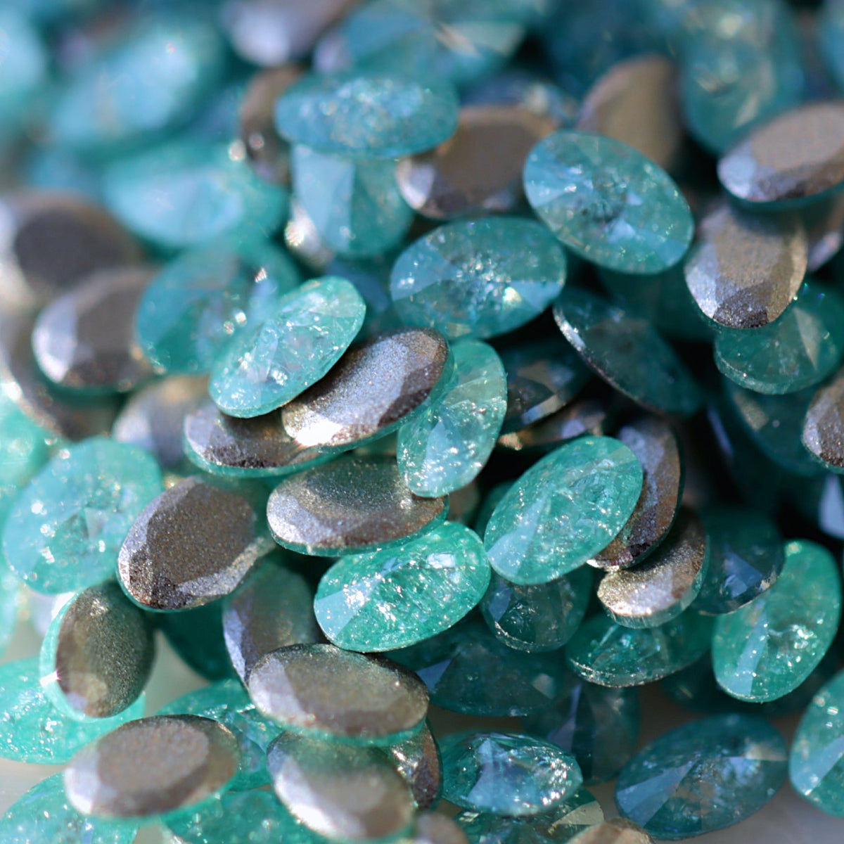 zircon oval shape nail art decoration mint sparkle