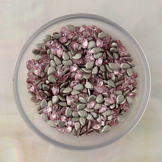 Flatback Zircon Nail Art Decoration Drop Shape Light Rose