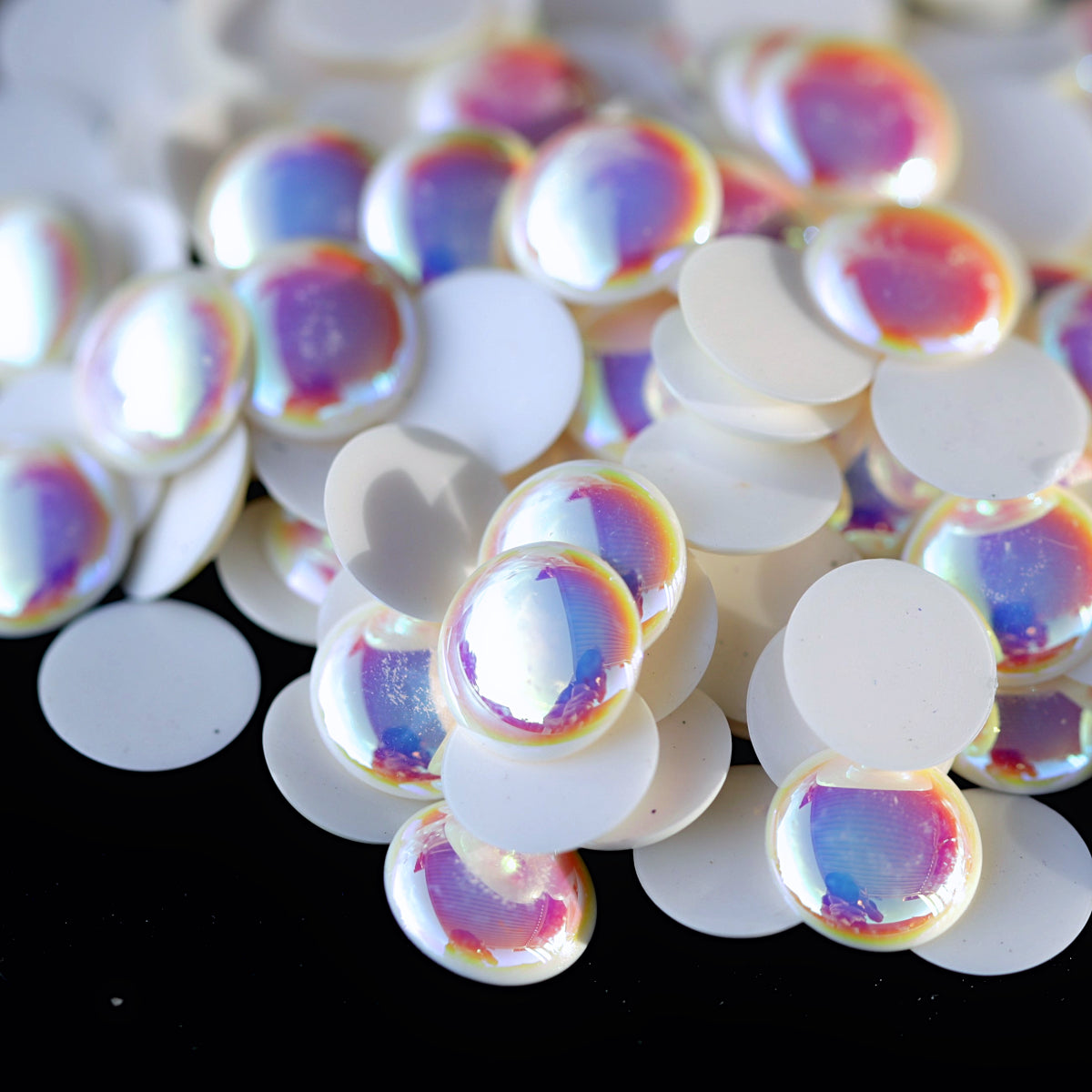 Half Pearl Beads Nail Decoration White AB