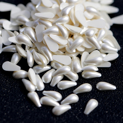 Half Pearl Beads Nail Art Decoration Drop White