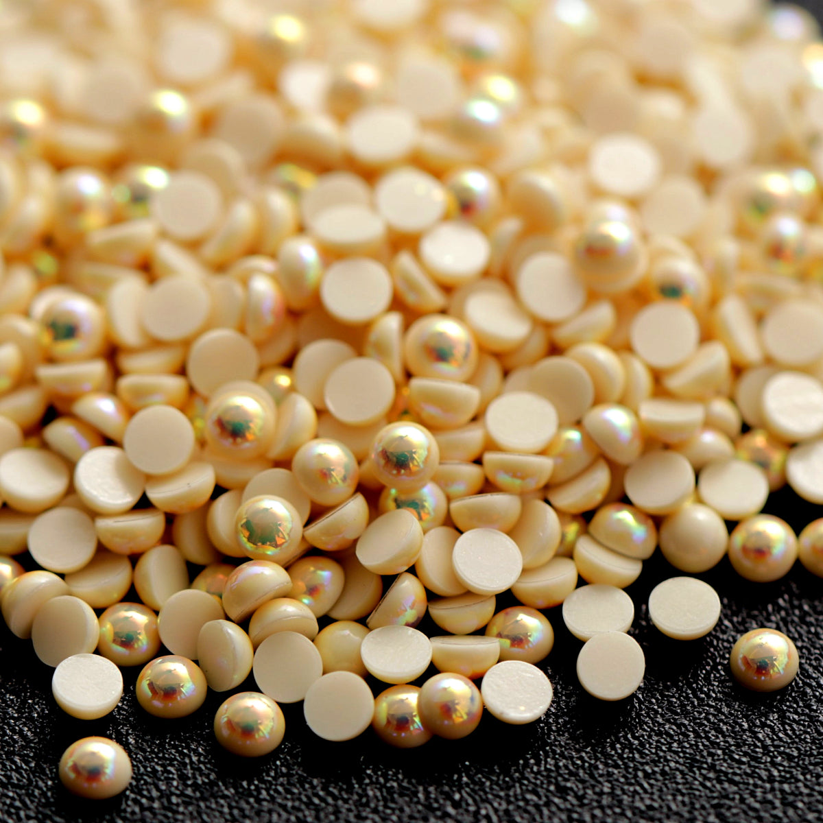 Half Pearl Beads Nail Decoration Ecru AB