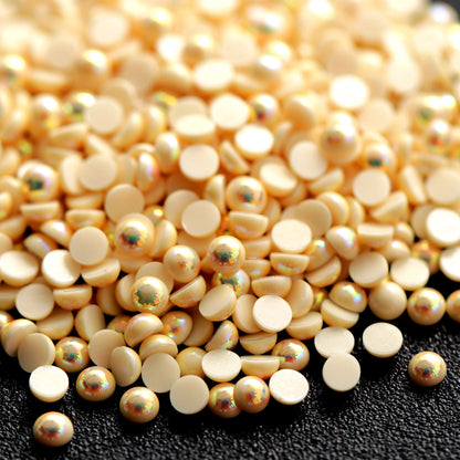 Half Pearl Beads Nail Decoration Ecru AB