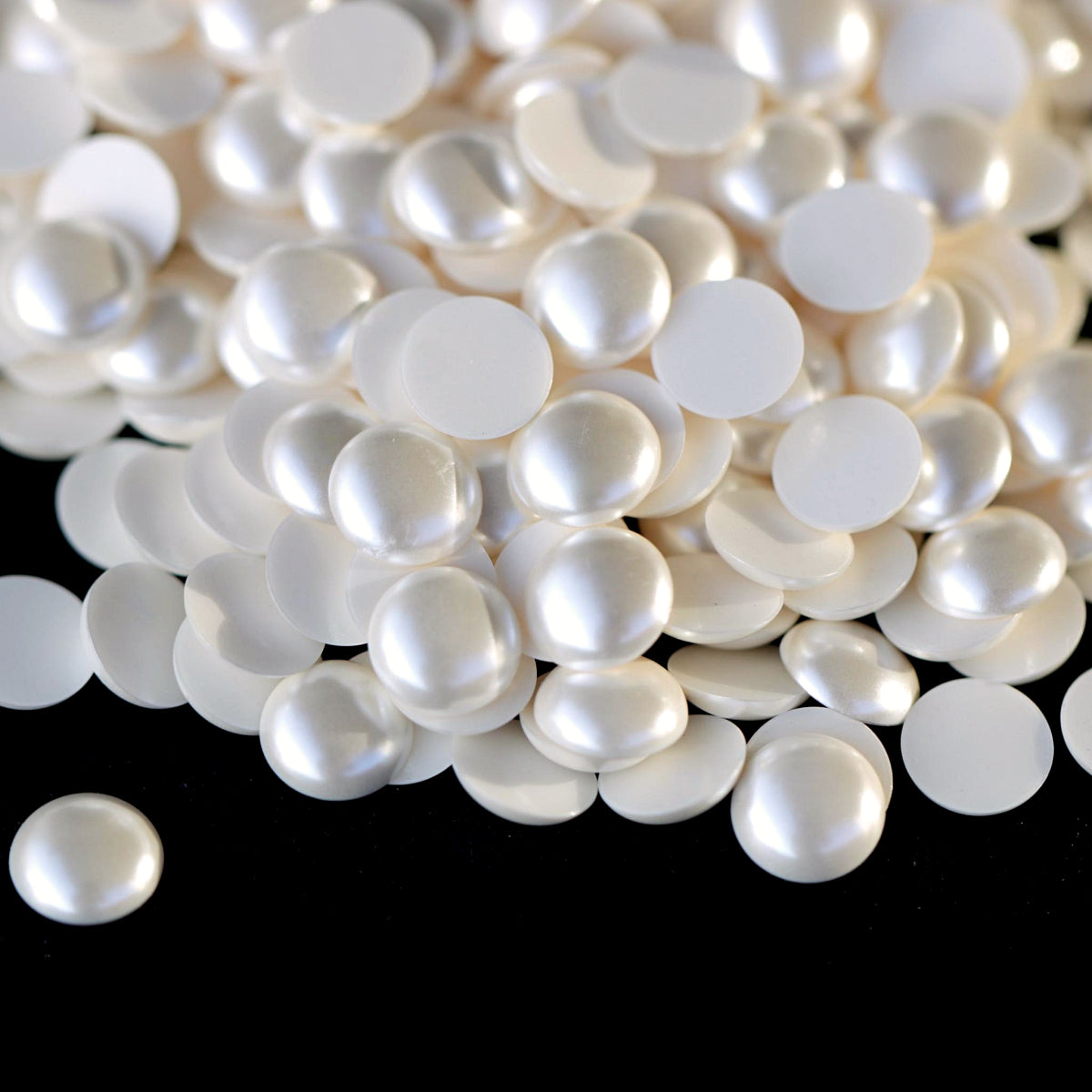 Half Pearl Beads nail decoration Ivory White