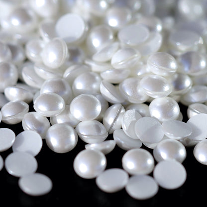 Half Pearl Beads Nail Decoraton Snow Whte