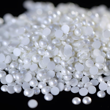 Half Pearl Beads Nail Decoraton Snow Whte