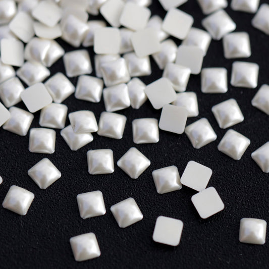 Half Pearl Beads Nail Art Decoration Square White