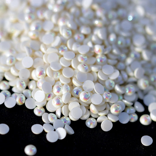 Half Pearl Beads Nail Decoration White AB